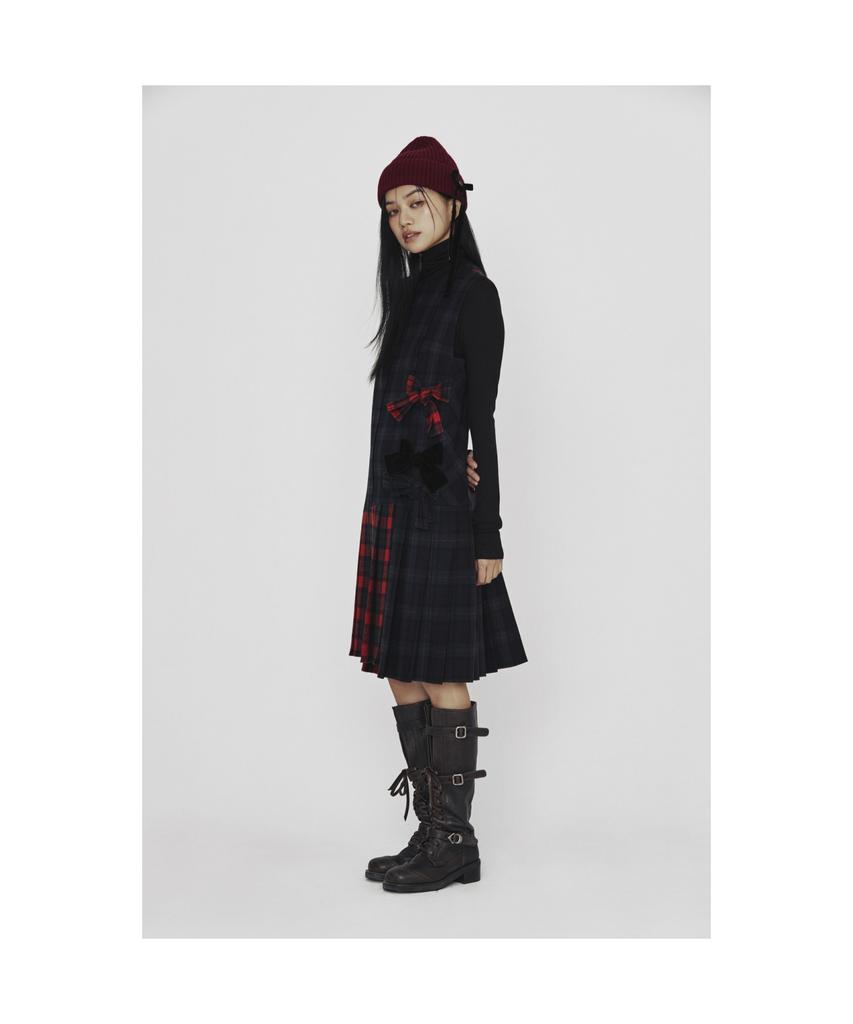LUCKY CHOUETTE [Holiday Edition] Check Mix Midi Dress (Multi Color) Lfdas25040Xxx