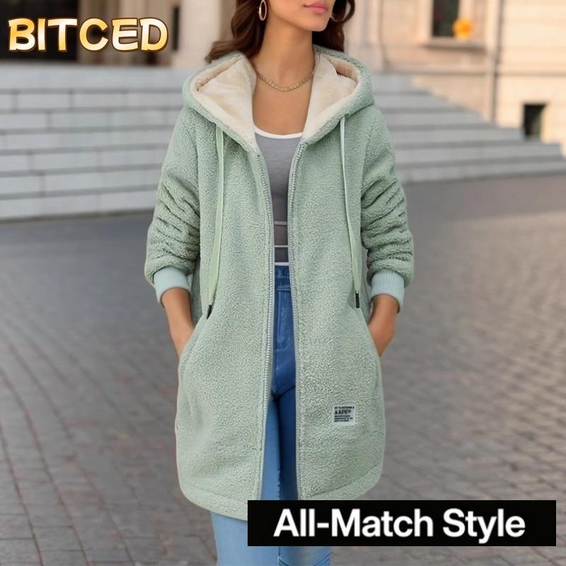 BITCED Женские винтажные повседневные однотонные с принтом осенне-зимние куртки и пальто с длинным рукавом