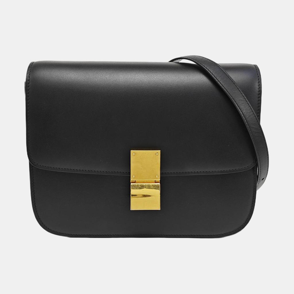 [Pre-Owned] Classic Box Polished Gold Buckle Leather Tofu Bag Shoulder Bag Crossbody Bag Medium - Good #1RJYFKA