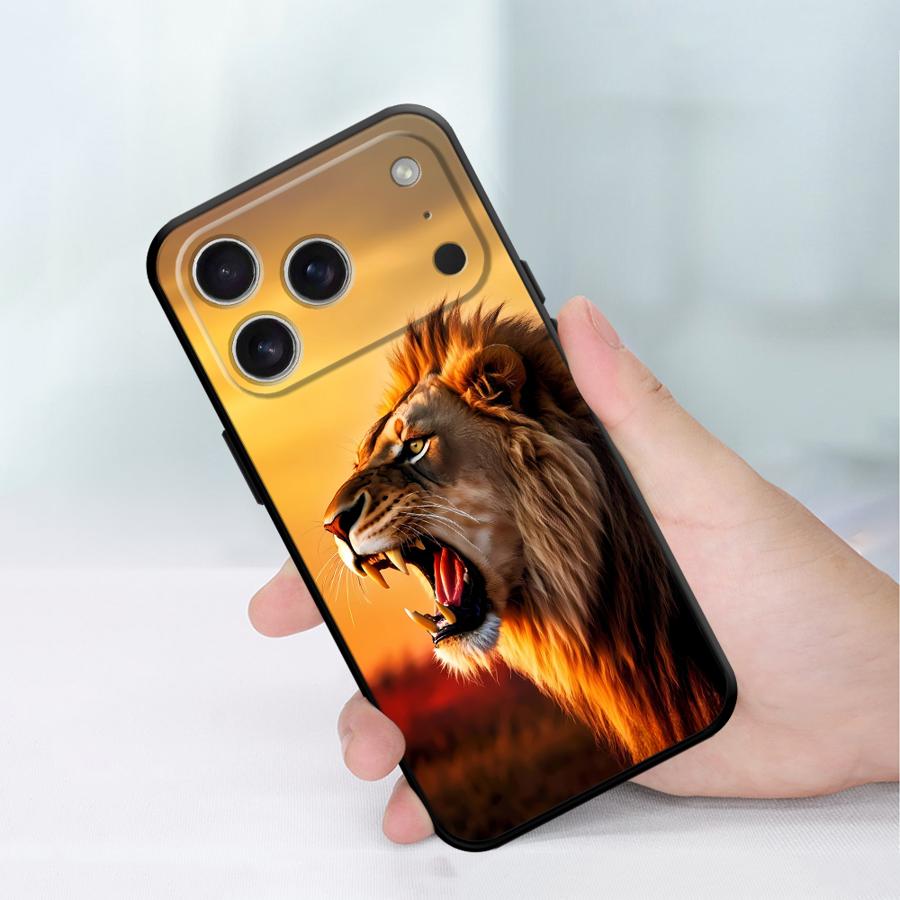 Чехол для телефона Funda для Apple iPhone 17 Pro Max 16 15 Pro 7 8 12 XR XS MAX 14 Air 13 11 Крутой Лев