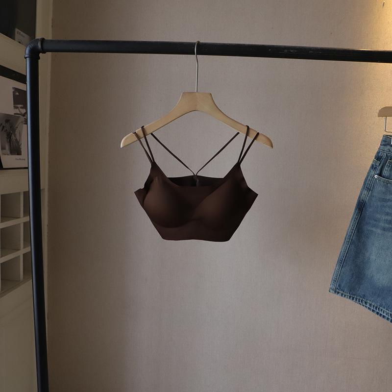 2025 Summer Korean Style Women's Push-up Wireless Cross Back Seamless Bra