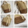 Соломенная тканая сумка большой вместимости для женщин летом 2023 года, новая универсальная сумка через плечо, пляжная сумка, тканая ручная корзина для овощей