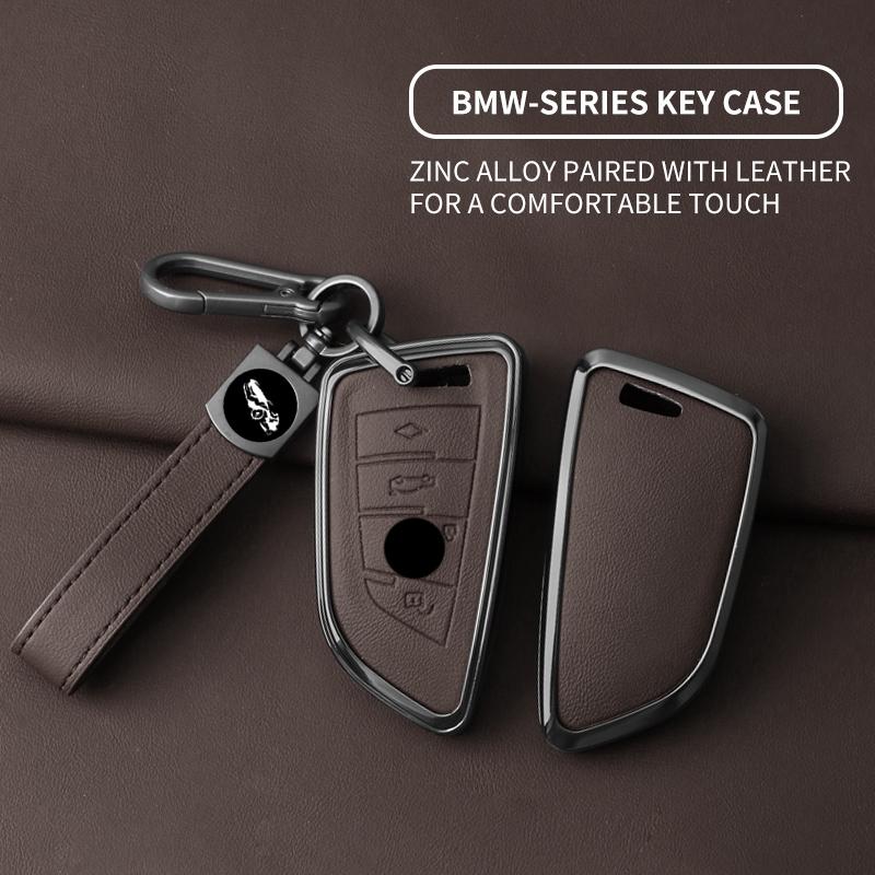 Zinc Alloy Leather Car Key Case For Bmw X1 X3 X5 X6 X7 1 3 5 6 7 Series G20 G30 G11 F15 F16 G01 G02 F48 Protective Accessories