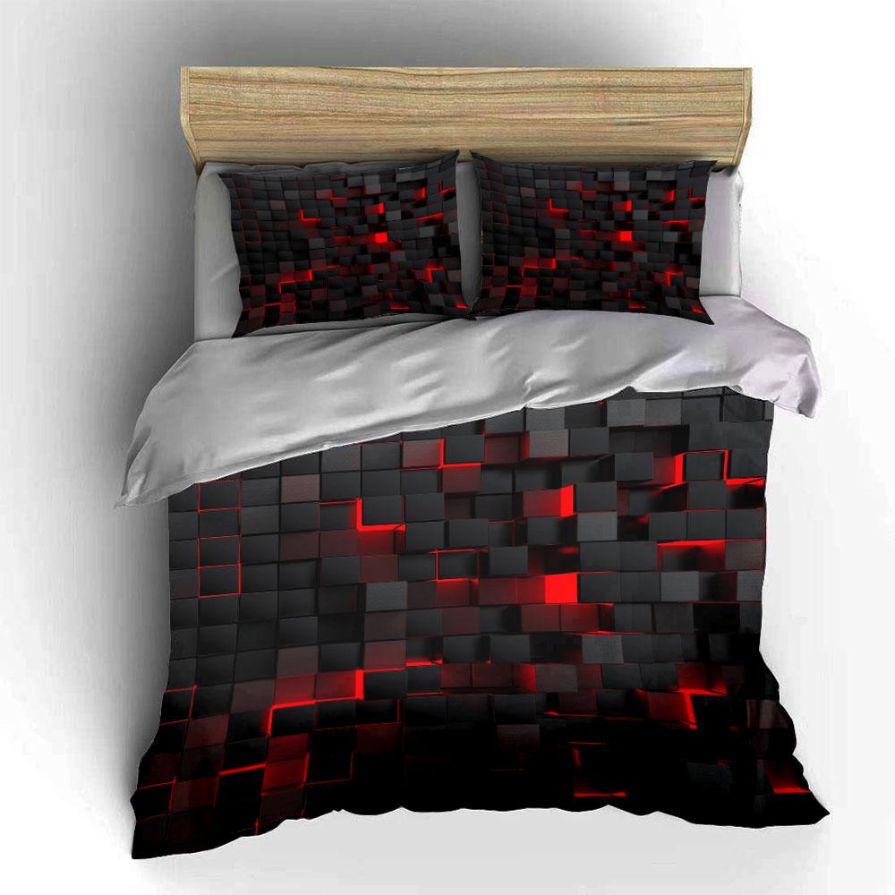 Red and Black Geometric Bedding Bedding Duvet Cover Set Duvet Cover Pillowcases (1 * Duvet Cover 2 * Pillowcases, without duvet insert)