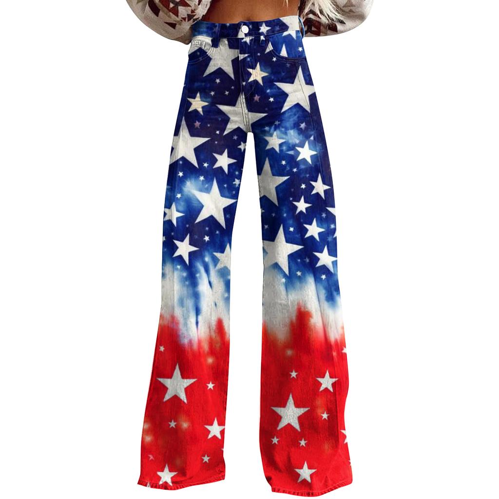 Широкие расклешенные джинсы для женщин с карманами, мешковатые брюки с винтажным цветочным принтом и высокой талией, свободные брюки