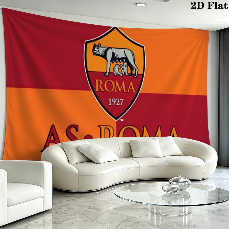 AS Roma Football Wall Tapestry Aesthetic Wall Hanging Printed Fabric Blanket Decorative Tapestries for Bedroom Living Room Home Decor
