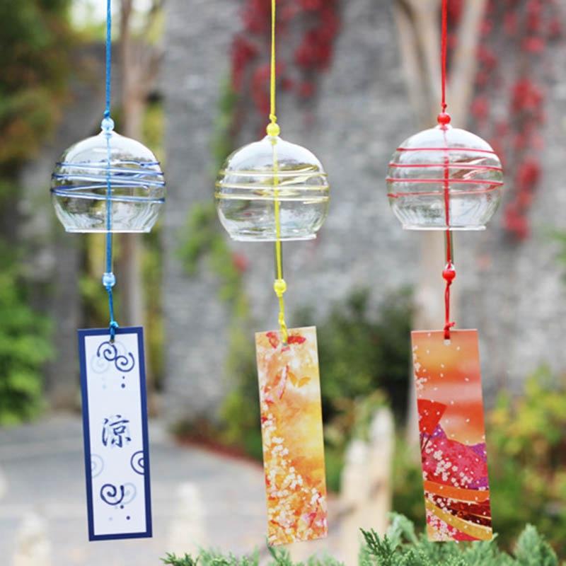Japanese Sakura Glass Wind Chime Wind Bell Kawaii Room Decor Aesthetics Wind Campaigns Wall Decor Music Bell Sound Wind Spinner