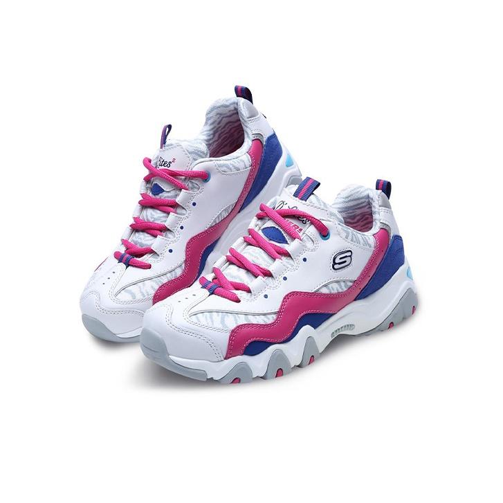 Skechers DLites 2.0 Ткань Синтетическая кожа Низкие повседневные кроссовки Женские кроссовки Белый Красный 99999672-WFUS