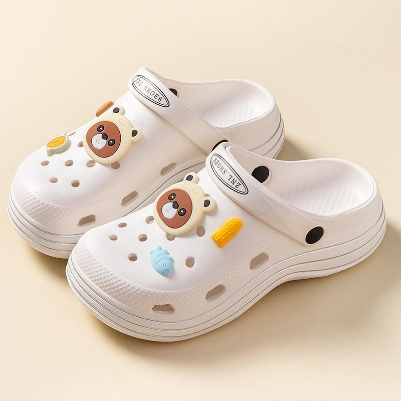 Повседневная обувь с отверстиями, женская летняя милая мультяшная верхняя одежда своими руками, модная сумка, головной убор, две вещи, на толстой подошве, классные тапочки