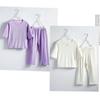 Girls' Summer Simple Thin Ice Silk Set Children's Soft Short-Sleeved Top + Pants Homewear Two-Piece Set