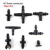50pcs 4/7mm Tube Tee Plug Barb Connector Garden Gardening Hose Watering Drip Irrigation T Adapter Splitter Garden Water