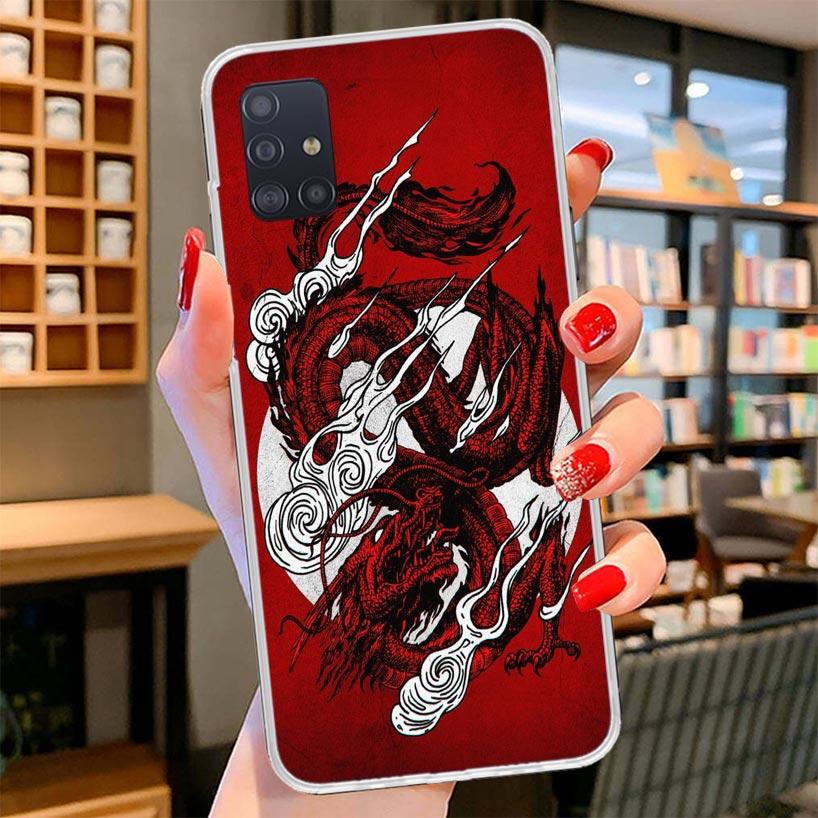 Asian Dragons Animal Tattoo Cover Phone Case For Samsung Galaxy A12 A22 A32 A52 A72 A02S Phone Case Note 20 Ultra 10 S10 Plus A5
