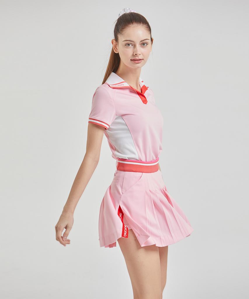 Chuku Chu Paper Slit Pleated Skirt (Light Pink) Cbfss-Sk003W