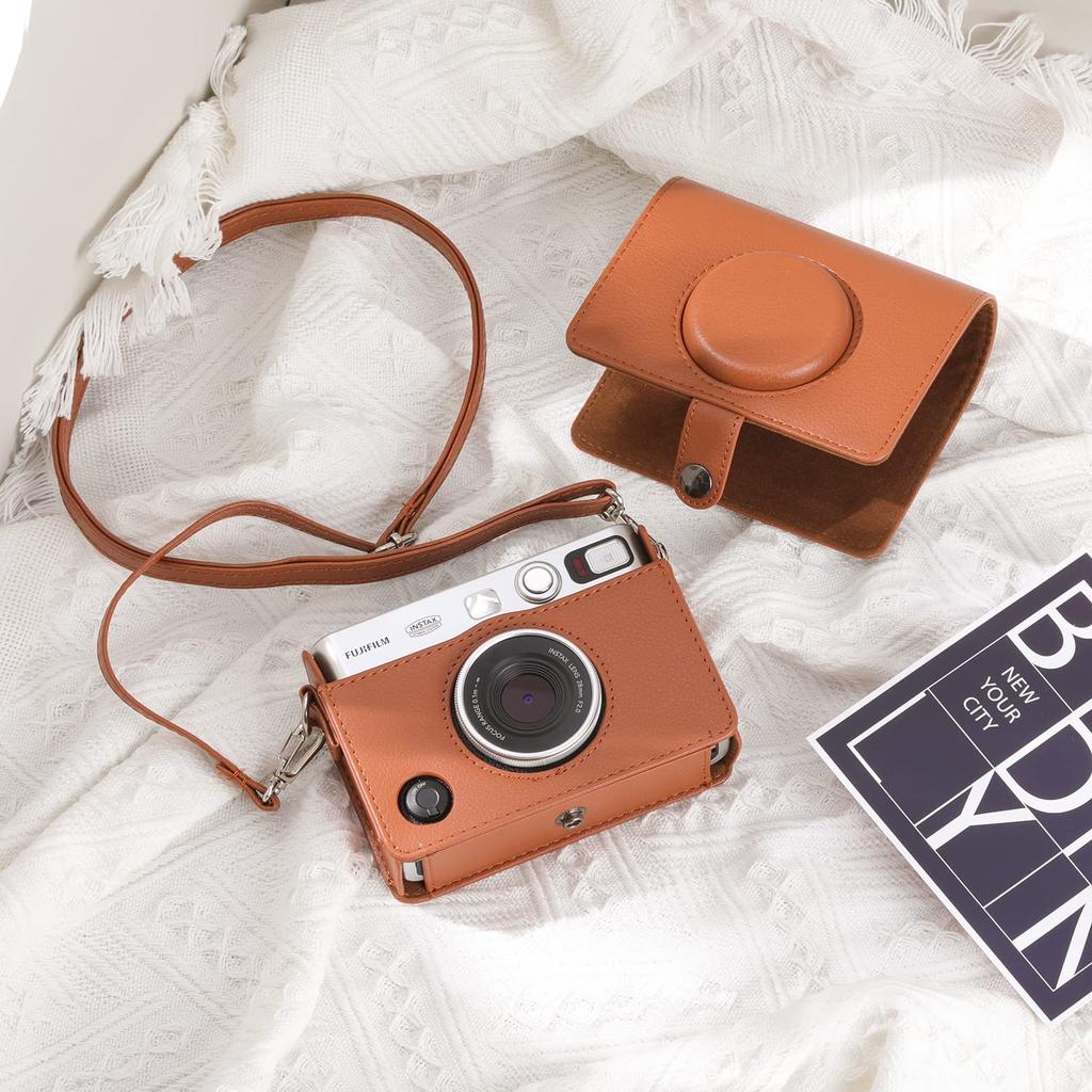 Instax Mini Evo Case for Fujifilm Instax Protective Full Scratch Shoulder Strap PU Easy to Easy to Magnetic Snap Included Film, Cover, Protection,