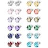 Huitan Simple Round Cubic Zirconia Stud Earrings for Women 12 Colors Available Daily Wear Fashion Versatile Jewelry New