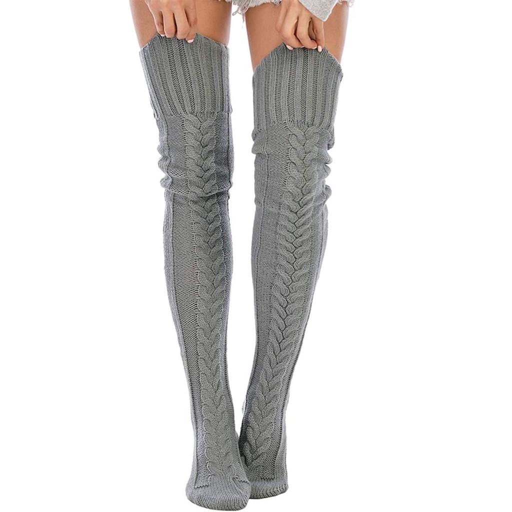 Women's Thigh High Socks Over the Knee Cable Knit Boot Socks, Long Warm Fashion Leg Warmers Winter