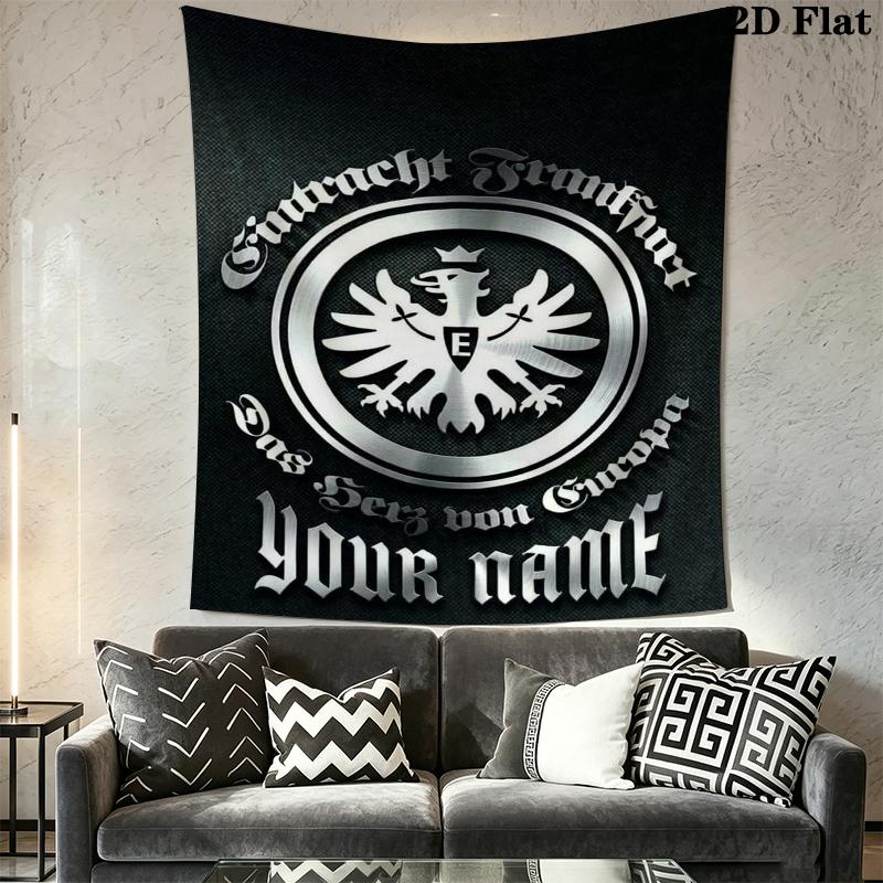 Custom Name Eintracht Frankfurt Wall Tapestry Aesthetic Wall Hanging Printed Fabric Blanket Decorative Tapestries for Bedroom Living Room Home Decor