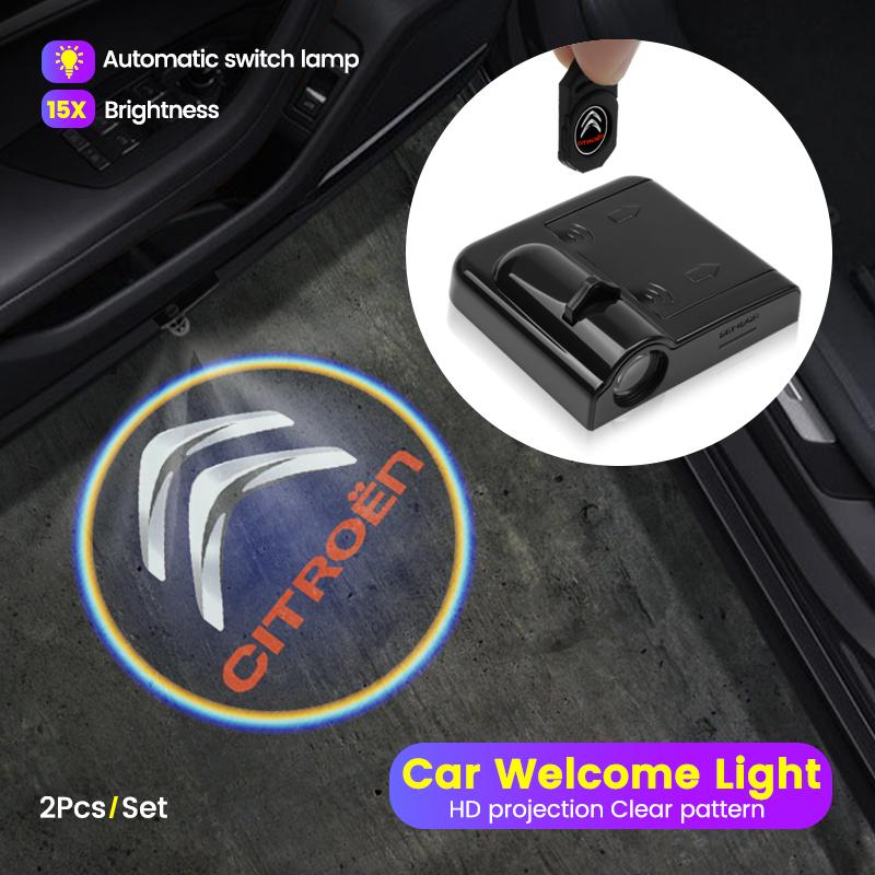 Car styling Auto Door LED Decoration Wireless Welcome Light Logo Projector For Citroen C1 C2 C3 C4 C5 C6 C8 C4L DS3 DS4 DS5 DS6 zm7