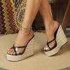 For Dropship Summer Outdoor Slide Sexy Espadrilles Mules Wedges Pumps for Women Super High Heels Chunky Platform Shoes Sandal