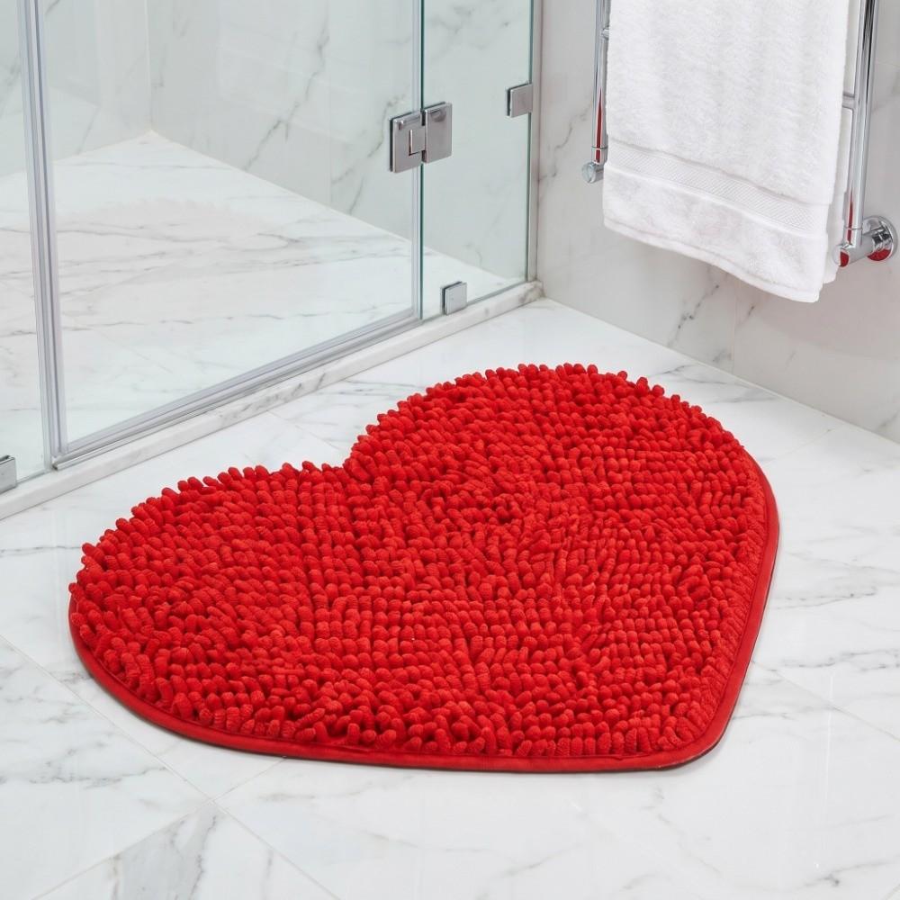 Red Non-slip Quick Dry Bath Rug Bedroom Bedside Decorative Floor Mat