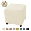 Polar Fleece Ottoman Stool Covers Elastic Thicken Square Footrest Slipcovers Dustproof Stool Covers Living Room Stool Protector