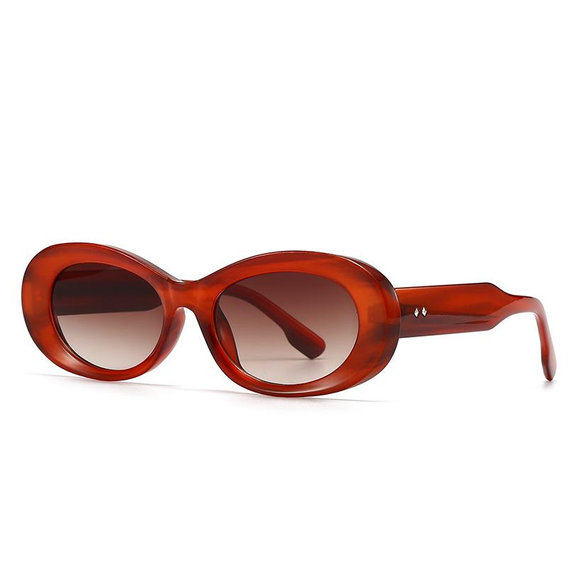 Classic Rivet Brand Oval Sunglasses Women For Men Luxury Designer Vintage Sun Glasses Popular Punk Drive Jelly Pink Shades Uv400