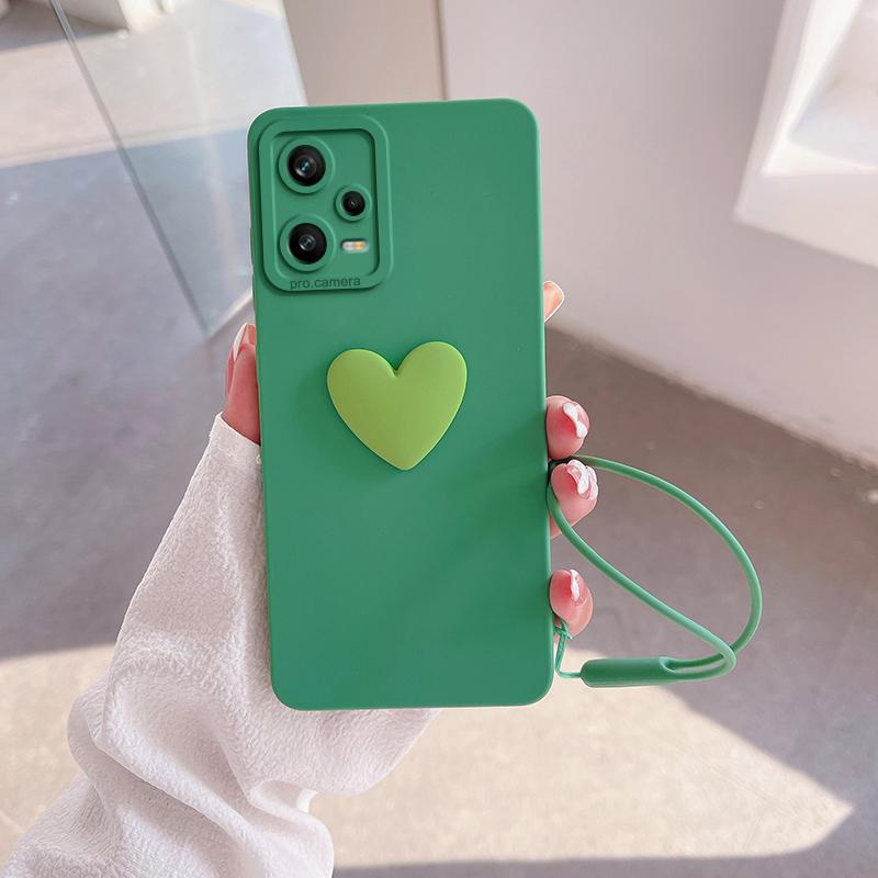 Силиконовый чехол Note12 Love Heart Lanyard для Xiaomi Redmi Note 12 Pro Plus 5g 12s 12pro 11 12c Redmi12 Camera Cover Note12s 4g