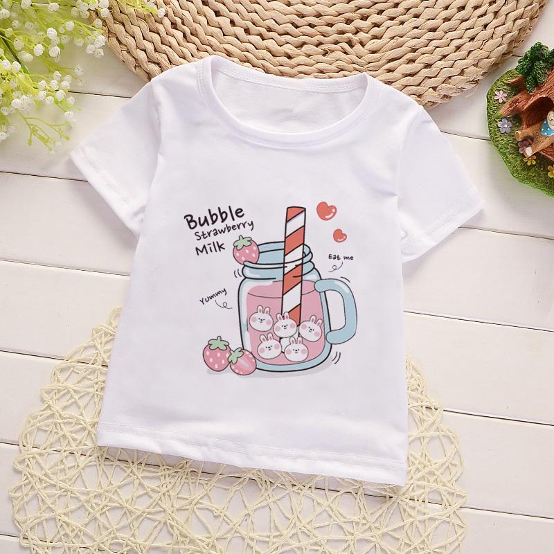 Kids Girl T Shirt Summer Baby Cold Drink Tops Toddler Tees Clothes Children Clothing Cartoon T-shirts Short Sleeve Casual Wear