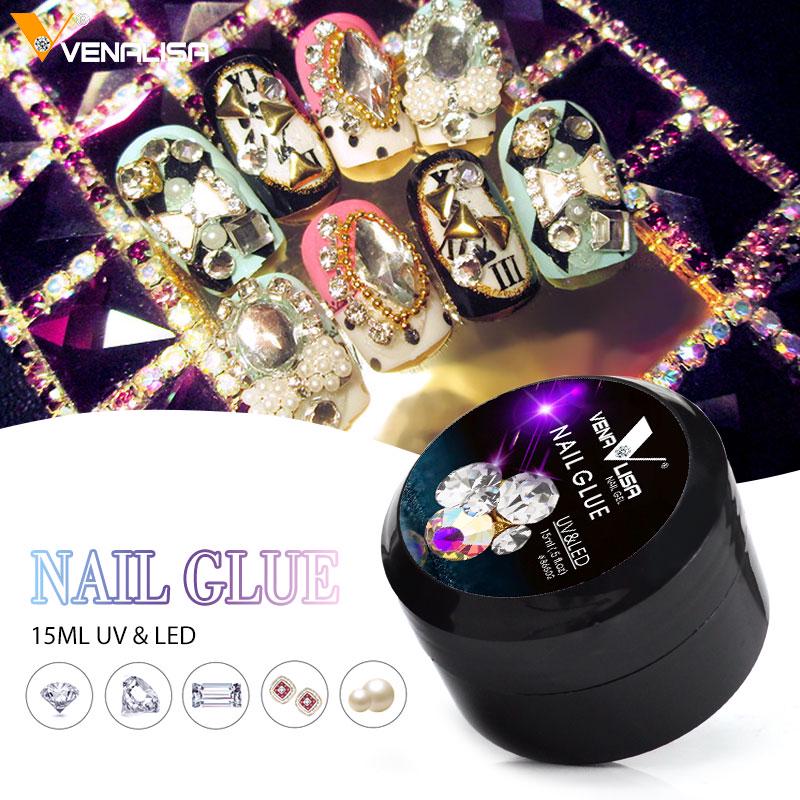 Venalisa 15 мл УФ-светодиодный клей для ногтей Алмазный липкий гель для украшения ногтей клей-карандаш гель для дизайна ногтей прозрачный цвет