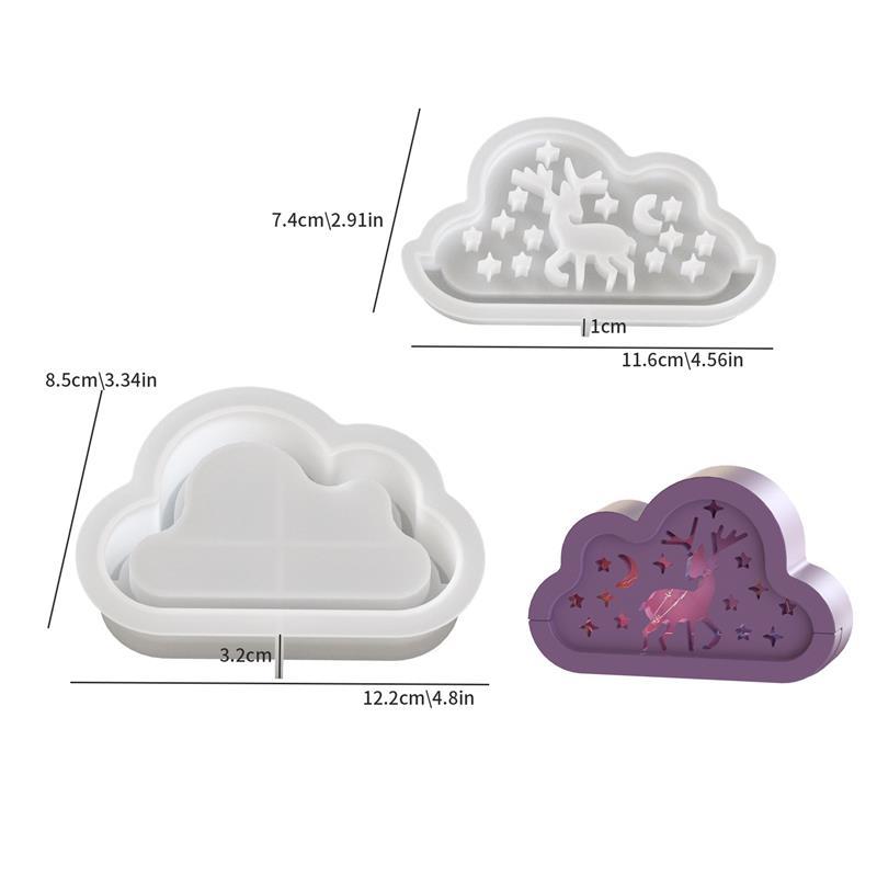 Cloud Gift Box Mirror Silicone Mold DIY Hollow Starry Sky Deer Love Lamp Silhouette Molds Plaster Resin Craft Making Home Deco