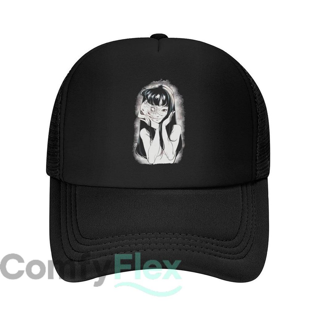 Junji Ito Style Horror Graphic Mesh Baseball Cap Casual Hat Outdoor For Womens Unisex FeUnisex