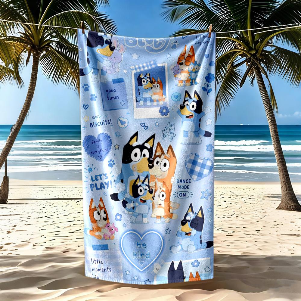 Lovely Bluey Beach Towel Super Soft & Absorbent Comfortable Lightweight Perfect for Traveling Yoga Camping and Swimming