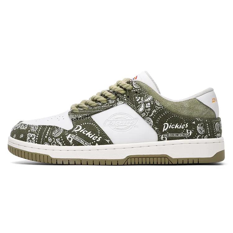 Dickies Low top Skateboard Shoes Men's Army Green White (Unisex) Skate Shoes
