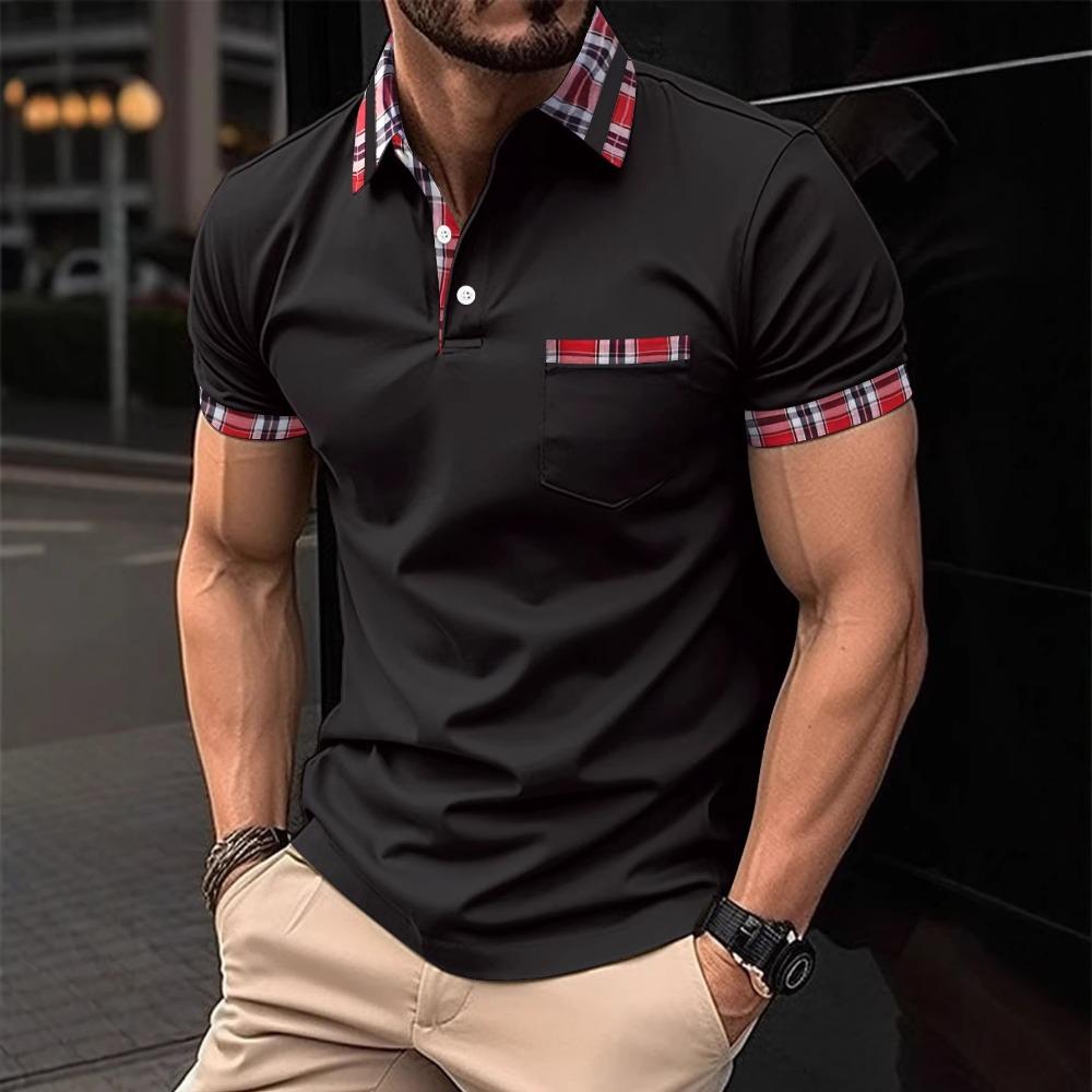 Men's button-through pocket polo shirt with a henley collar – a versatile casual top