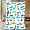 Vibrant Dinosaur Illustration Theme blanket Lightweight Warm Flannel Blanket Decorative Throw Blanket for Home Decoration