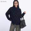 HeyHenry Womens Vintage Polka Dot Cardigan Loose Fit Long Sleeve Knit Sweater Coat