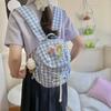 Women's Plaid Mini Backpack Junior High School Student Schoolbag Lightweight Backpack