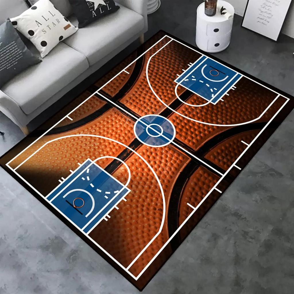 Basketball Court Carpet Basketball Area Rug for Bedroom Bedside Living Room Sofa Table Sport Theme Floor Mat Ball Games Doormat