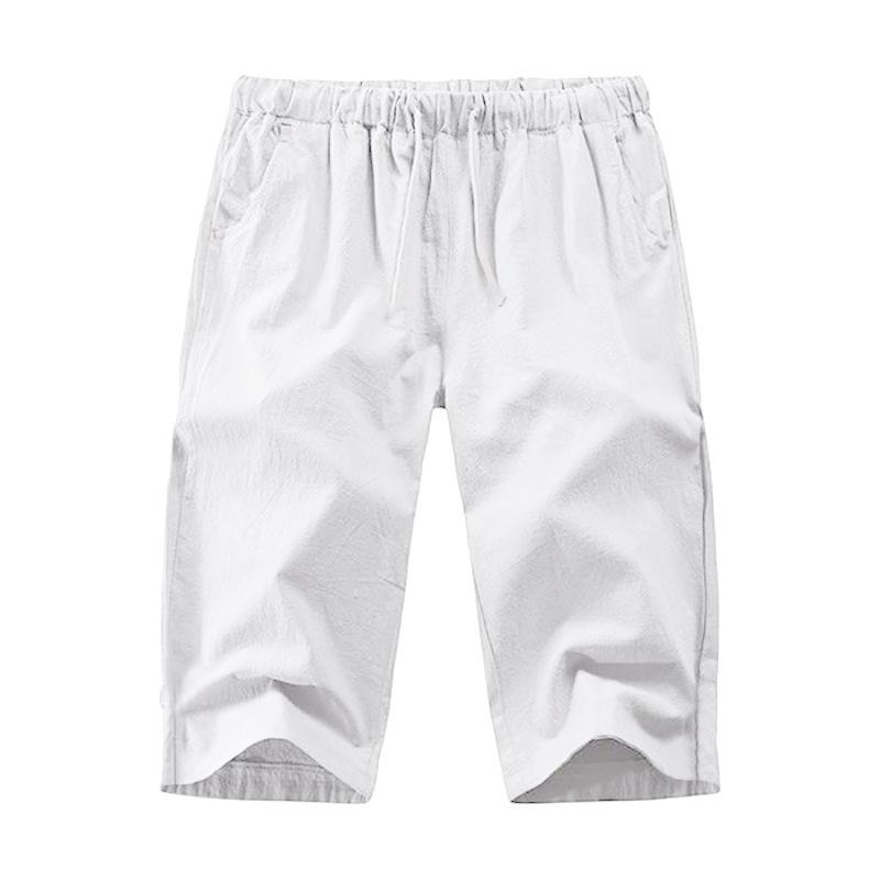 Pants Men's Summer Loose Linen Thin Cropped Pants Men's Straight Leg Pants