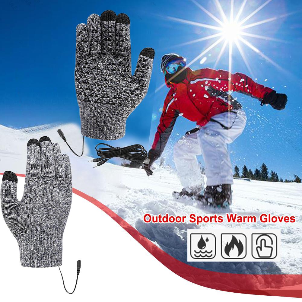 USB Heated Gloves for Outdoor Riding Climbing Skiing Motorcycle Gloves Touch Screen Mitten Winter Thermal Electric Heated Gloves