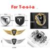 ALN1 3D Metal Car Body Fender Emblem Shield Stickers Decor Valve Cap For Tesla Model 3 P100D Model S Y X P85D P75D Roadster Invader