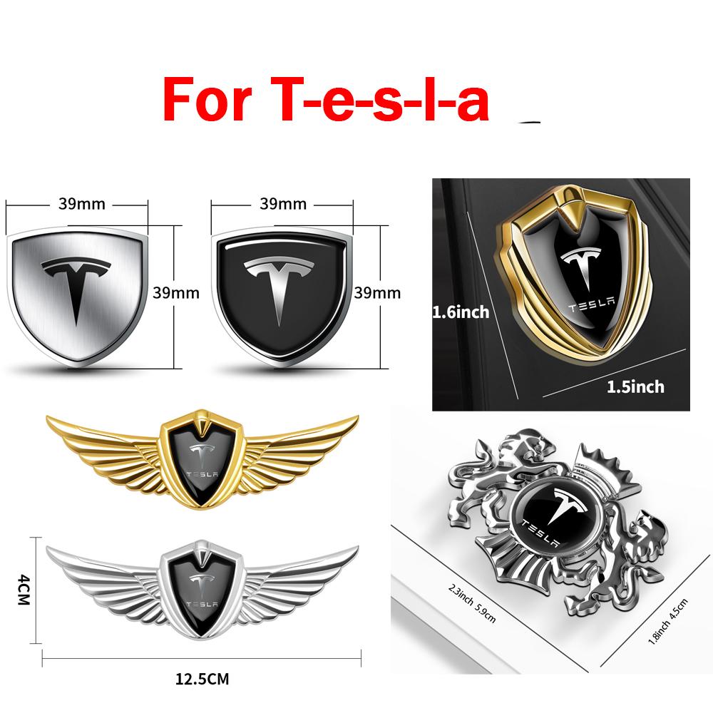 ALN1 3D Metal Car Body Fender Emblem Shield Stickers Decor Valve Cap For Tesla Model 3 P100D Model S Y X P85D P75D Roadster Invader
