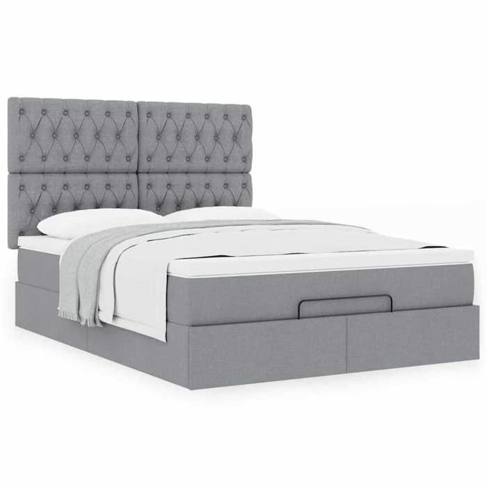 Maison Exclusive - Cadre de lit ottoman et matelas gris clair 140x190 cm tissu