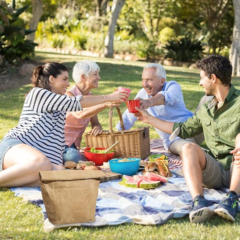 80L Insulated Cooler Carryall Lightweight Foldable Lunch Carryall Outdoor Use 8A Oil Wax Canvas Lunch Insulated Carryall Picnic Camping Food Carryall