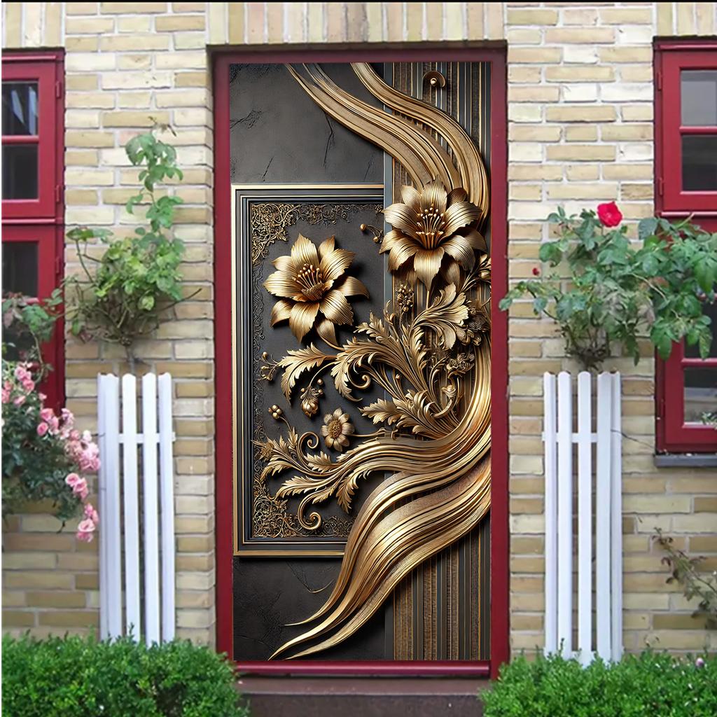 3D Peel and Stick Door Sticker Mural - Self-Adhesive, Removable Waterproof Vinyl Door Decal for Bedroom and Living Room Wall Decoration