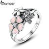 BAMOER модное кольцо на палец с розовым цветком и поэтической маргариткой вишневого цвета для женщин #6, 7, 8, 9, размеры ювелирных изделий