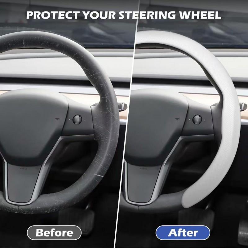 Universal 5D Steering Wheel Cover Car - Nappa Leather Non-Slip All-Season Hand-Stitched 38cm Diameter