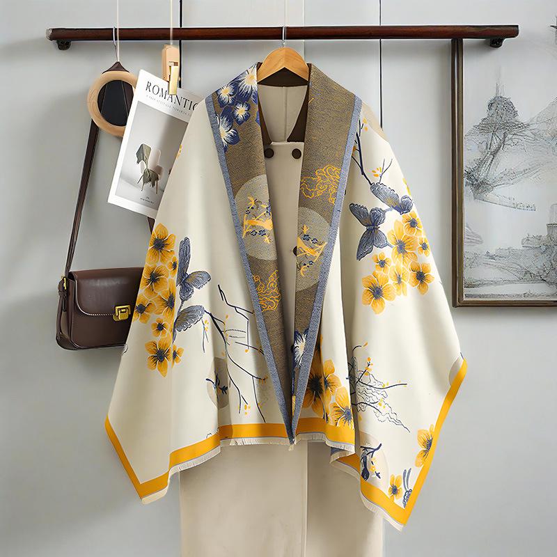 Luxury Double-Sided Women's Scarf: Thick Imitation Cashmere Shawl & Neck Warmer for Autumn/Winter