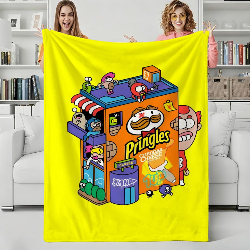 Snack P-Pringles Throw Flannel Blanket Perfect for Sofa Office Bed Travel Sleep Read Relax Camping four season use