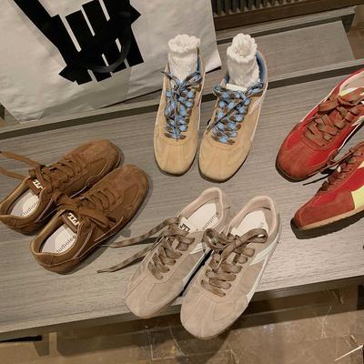 Версия из коровьей кожи~ Виноградная мама имеет те же модные ретро контрастные цвета квадратный круглый носок повседневные тренировочные кеды Forrest Gump ins wo